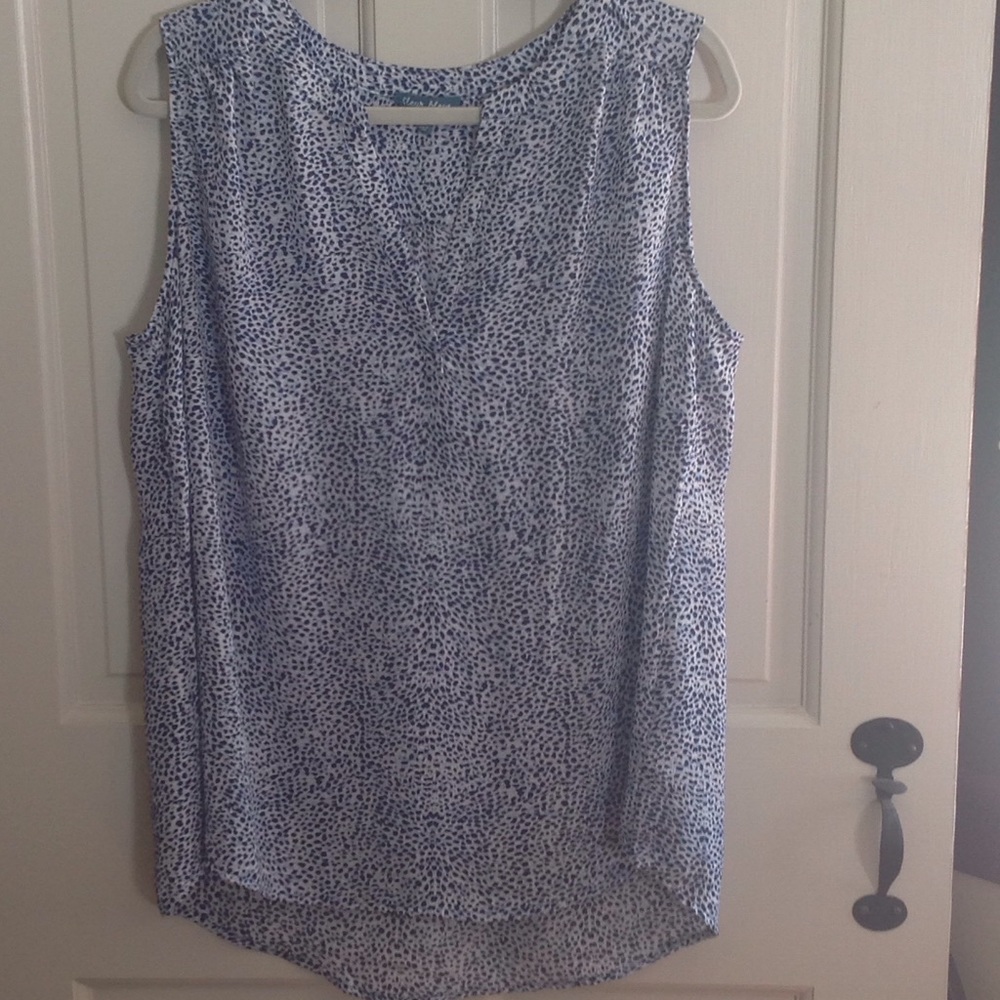 fleur bleue 1X sleeveless v-neck top