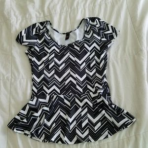 Black and white Peplum top