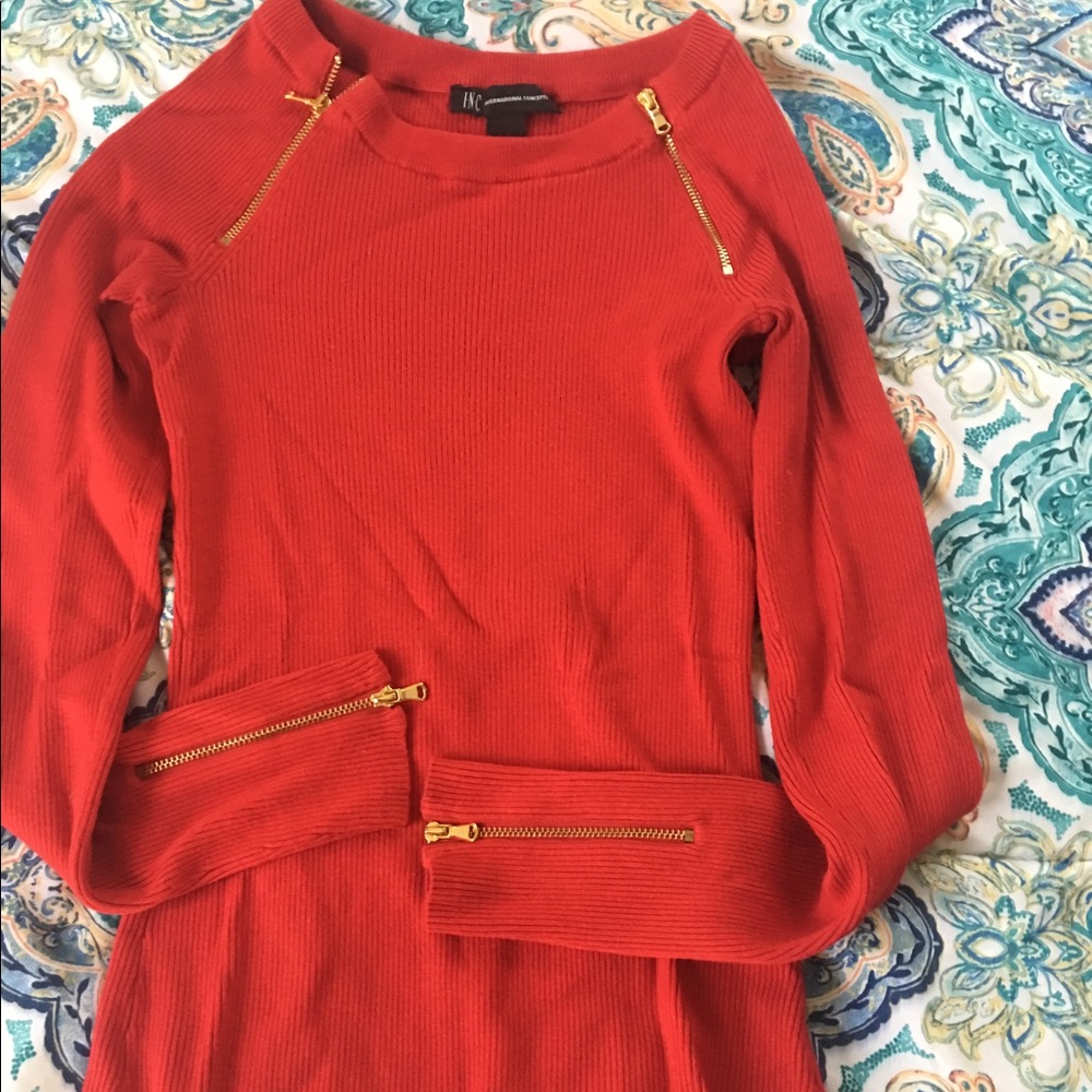 Inc sweater with cute zipper elements
