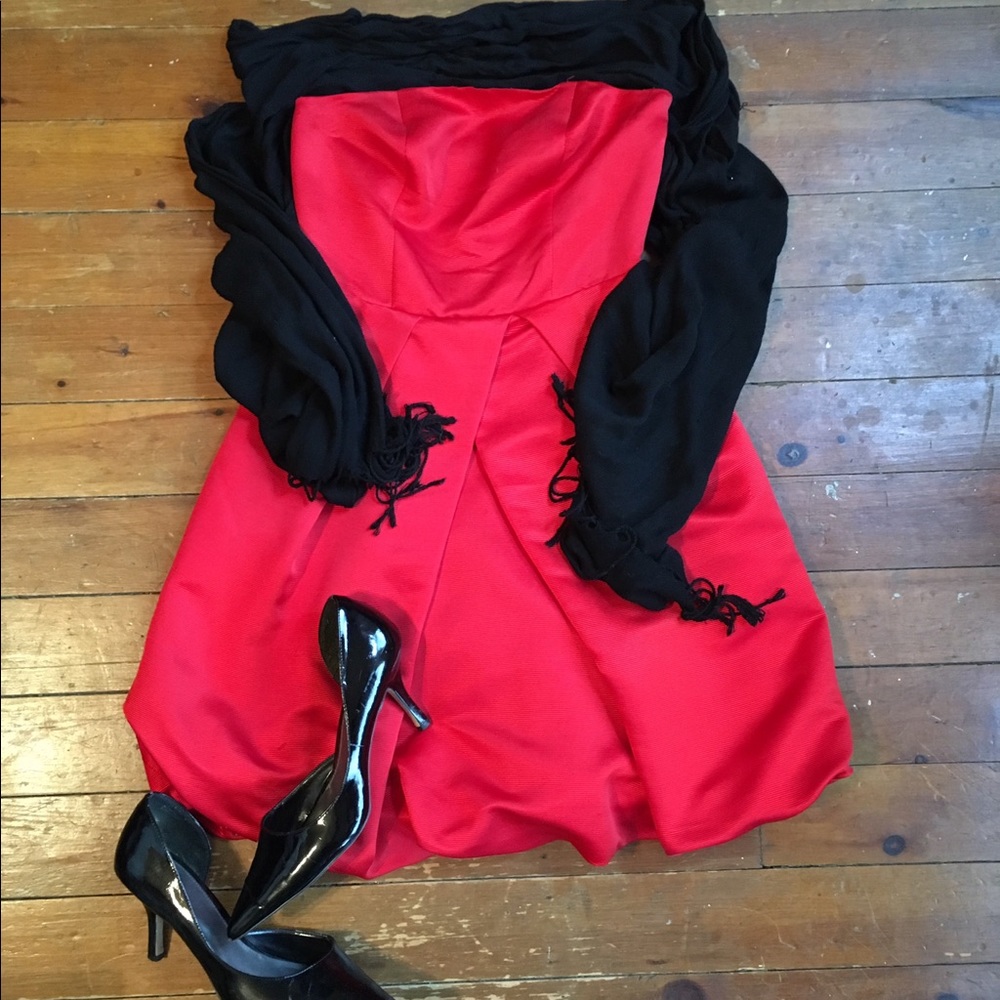Express red strapless dress