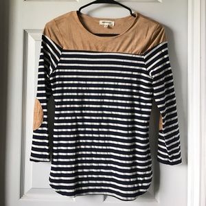 Striped top with suede