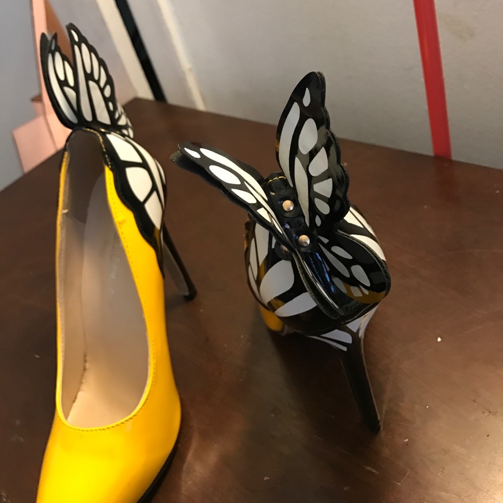 Yellow butterfly heels