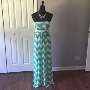 Blue and white maxi dress