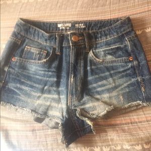 high rise denim shorts