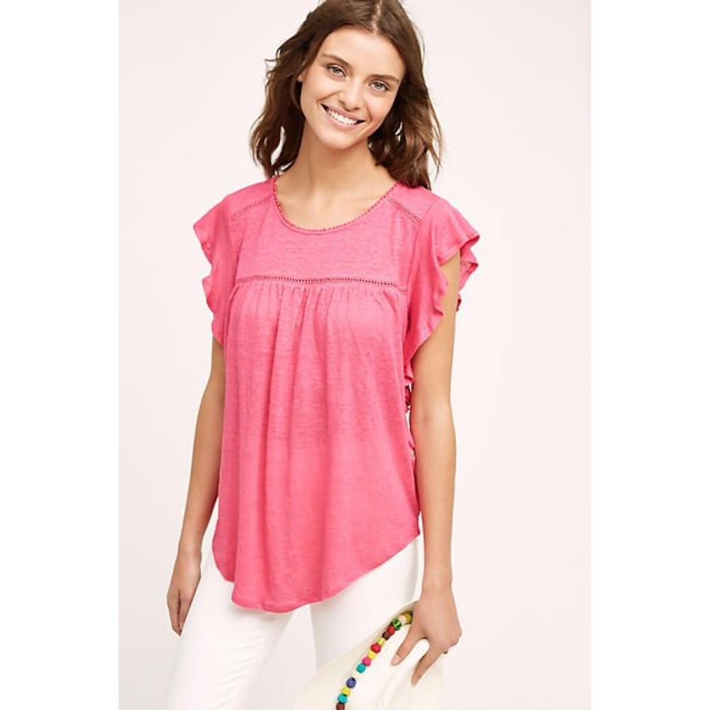 NWOT Anthropologie Deletta Pink Fluttered Ina Top