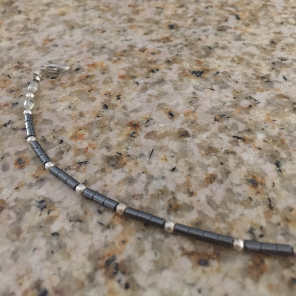 Sterling Hematite Heart Necklace 17" - Picture 3 of 4