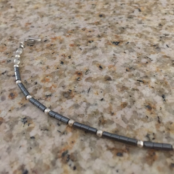 Sterling Hematite Heart Necklace 17" - Picture 3 of 4