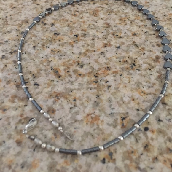 Sterling Hematite Heart Necklace 17" - Picture 4 of 4