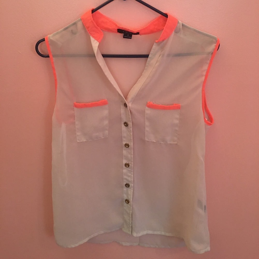 Button-down Beige Chiffon Top