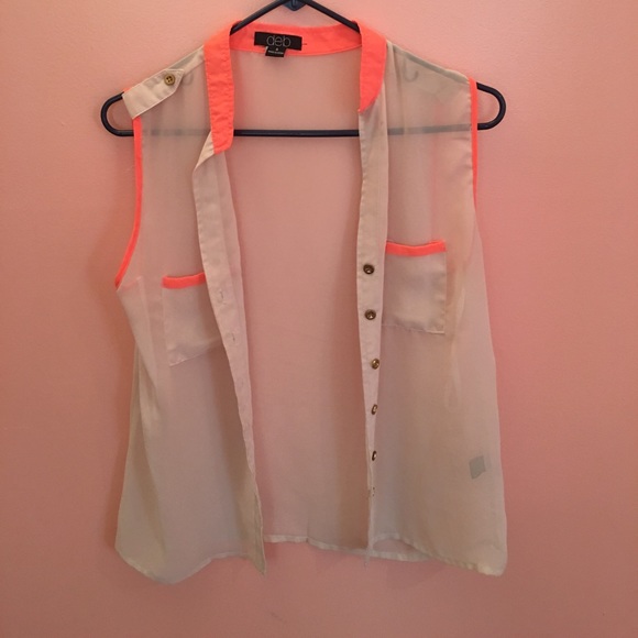 Button-down Beige Chiffon Top - Picture 2 of 4