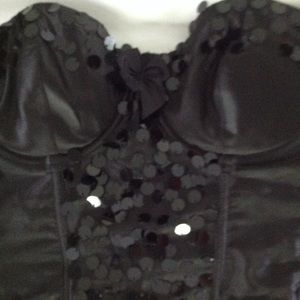 Black hauler neck sequin corset