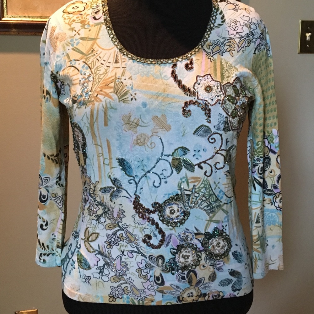 Alberto Makali Embellished Knit Top