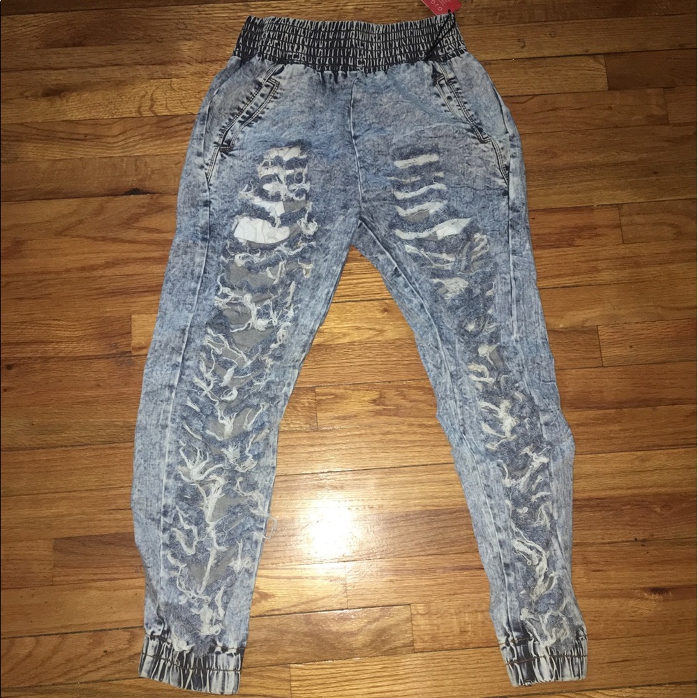 Ripped/Distressed Denim Joggers