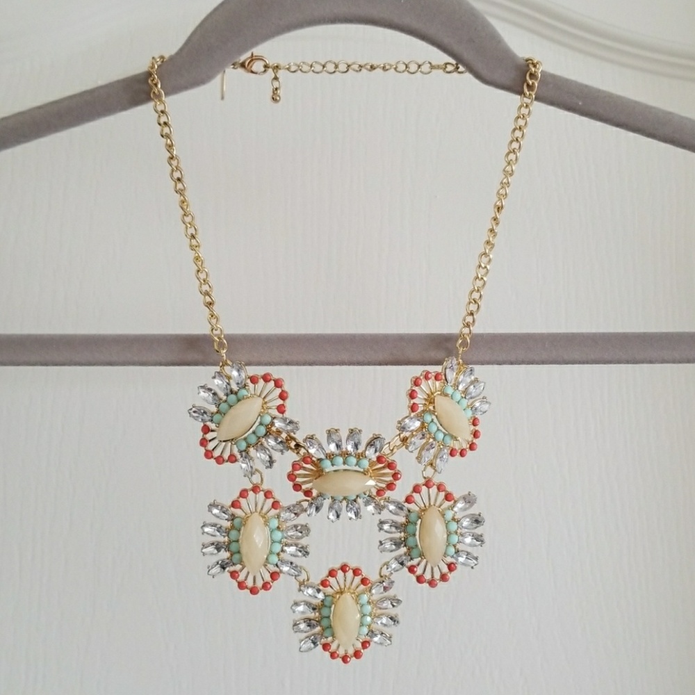 Turquoise, coral and cream necklace