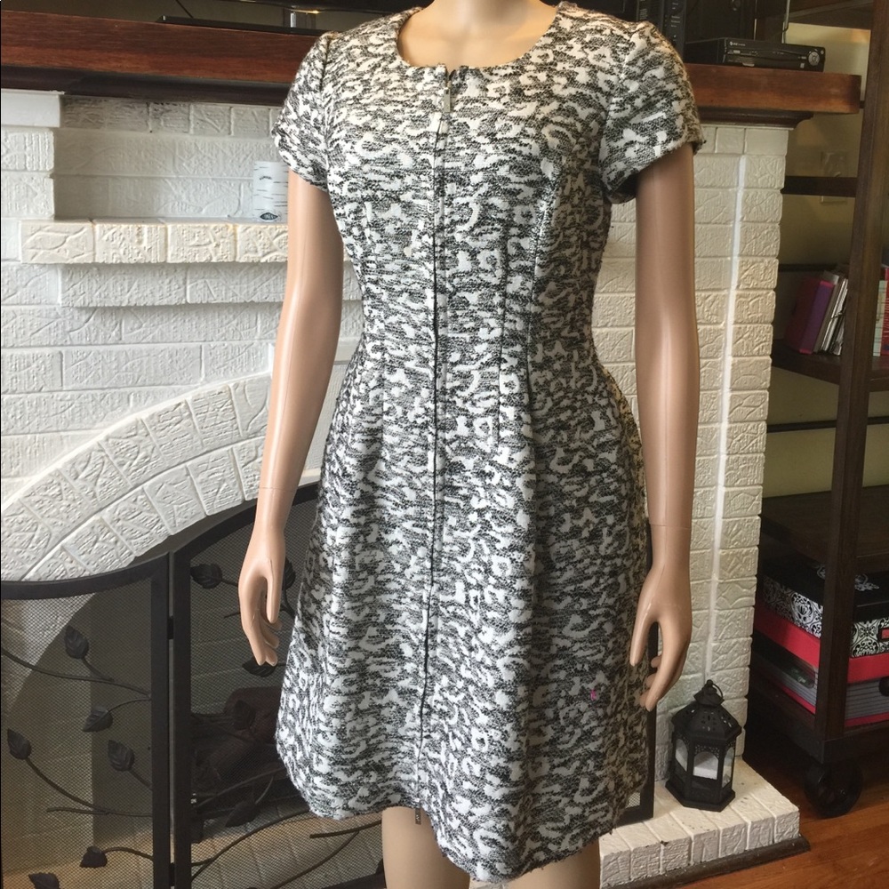 Eliza J cream dress with gold sparkles