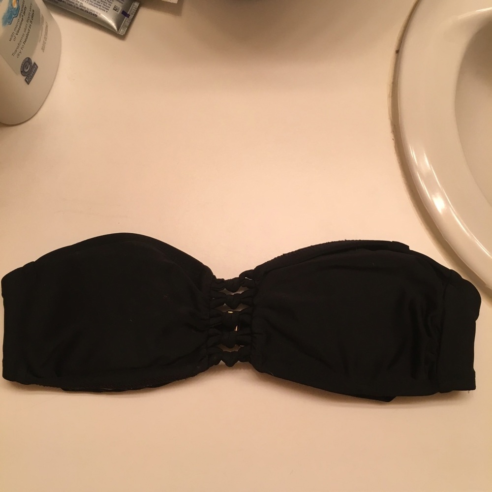 Black bandeau bathing suit top only