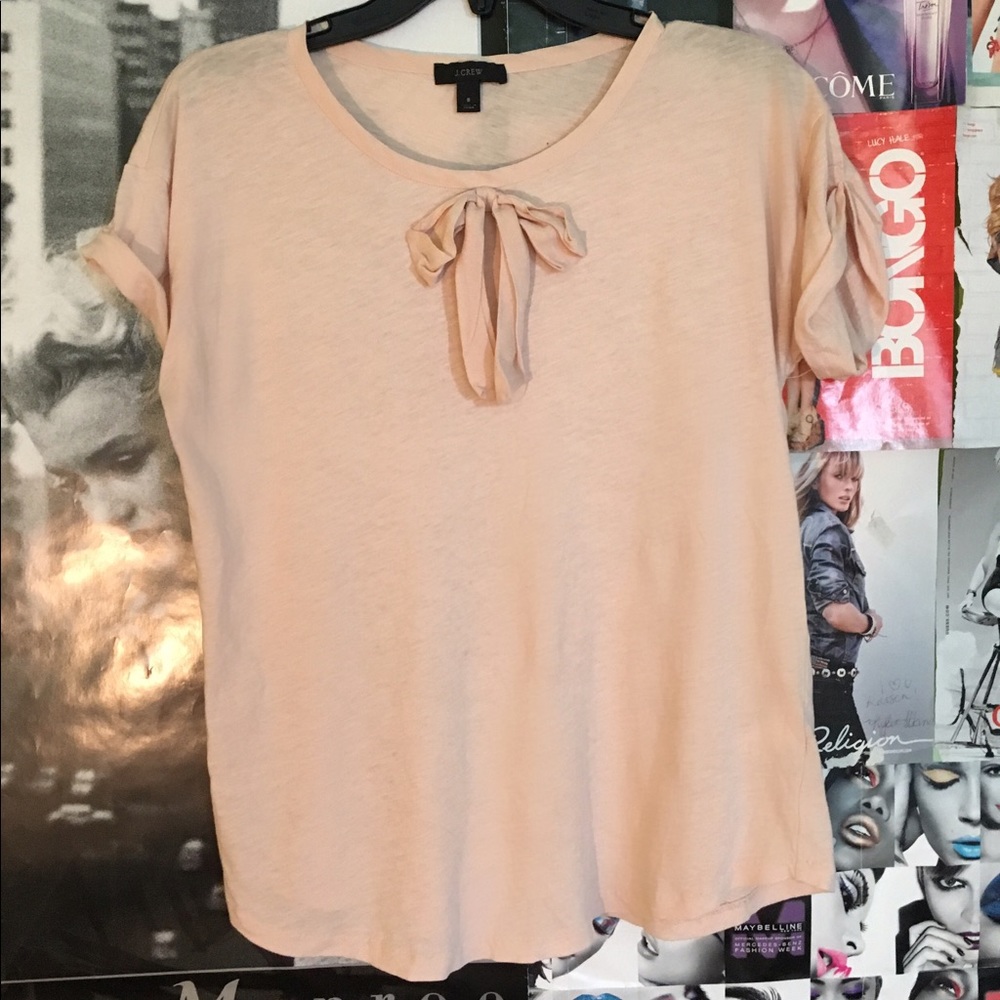 🙌SOLD🙌 J Crew -Blush Cotton Bow Tee