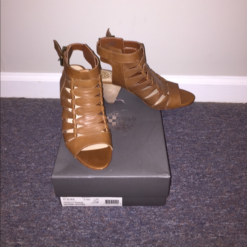 Vince Camuto Elika Brown Leather Sandals