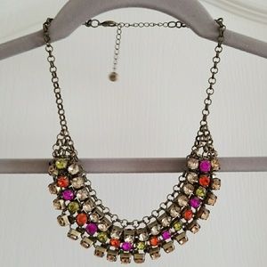 Gorgeous fushia, orange, lime jeweled necklace
