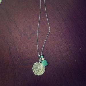 Lia Sophia leaf turquoise silver necklace