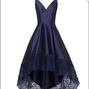 Monique Lhuillier Navy Spiderweb Gown