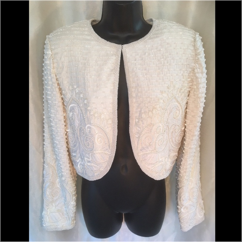 NITELINE Della Roufogali~Beaded Sequin Silk Jacket