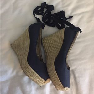 Wedge heels with ankle wrap ties