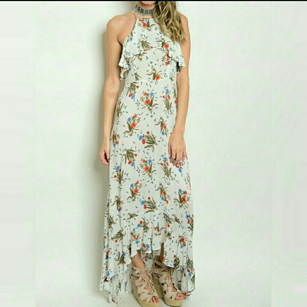 Racerback floral hi low maxi