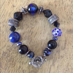 Handmade Crystal Beaded Costume Silver Bracelet