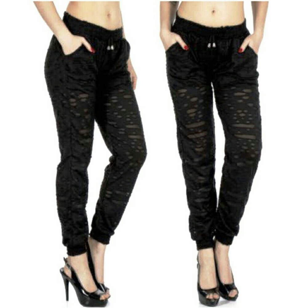 FINAL MARKDOWN Black Distressed Joggers