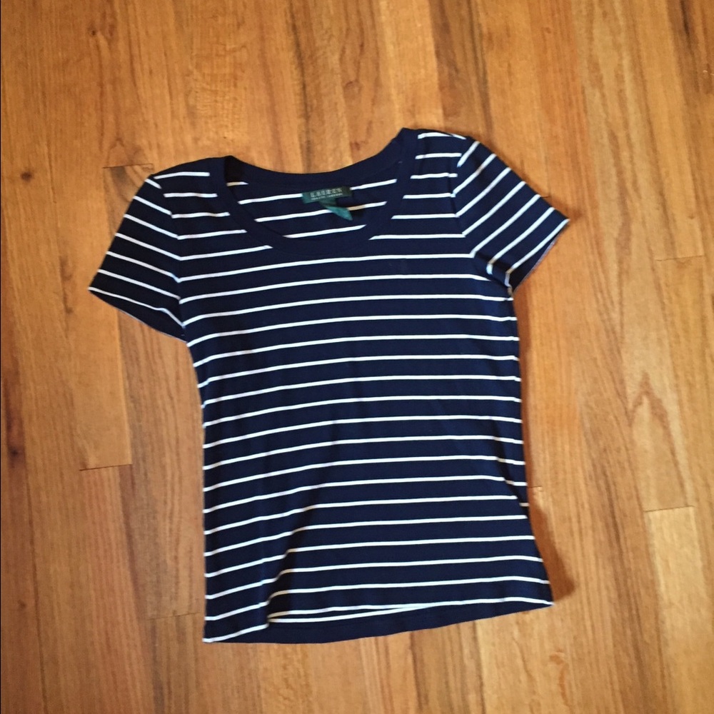 Ralph Lauren Striped Navy Tee
