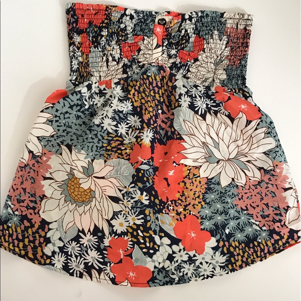 Roxy strapless flower patterned top