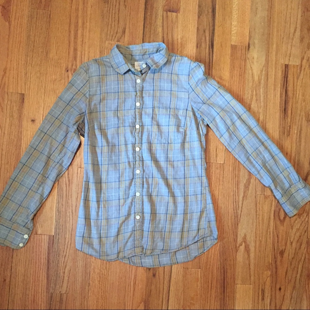 Grey Plaid JCrew Flannel Button-Down