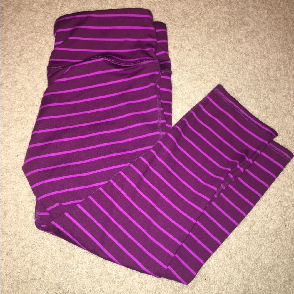 Purple striped athleta leggings