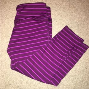 Purple striped athleta leggings