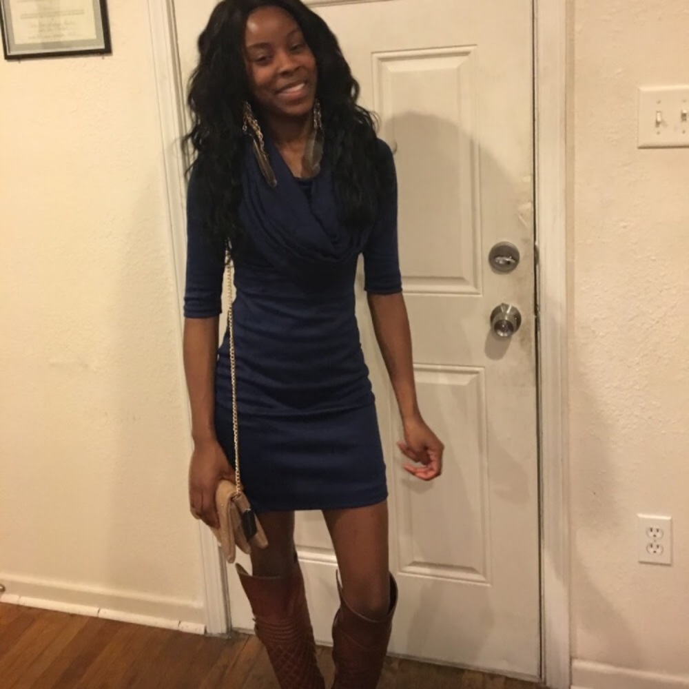 Blue Off The Shoulder Dress