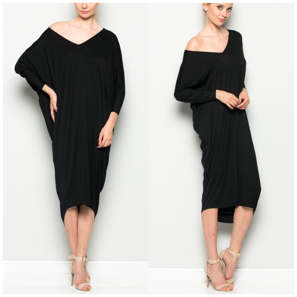 🇺🇸SALE Black Deep Cut Out Maxi Dress - Picture 2 of 2