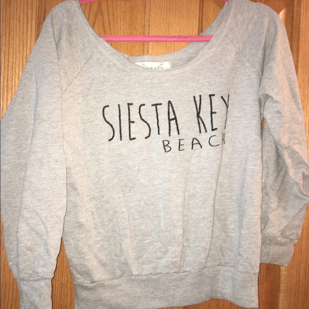 Gray Siesta Key off shoulder pullover!