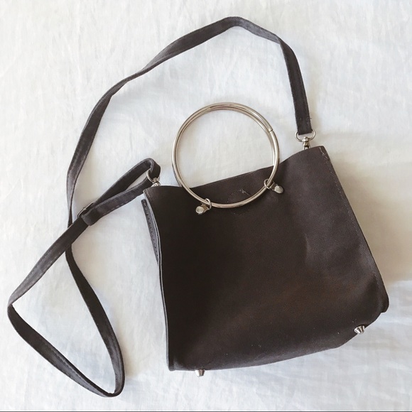 Dark grey silver hoop dot handbag - Picture 2 of 6