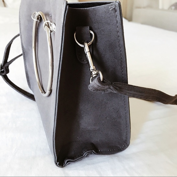 Dark grey silver hoop dot handbag - Picture 4 of 6