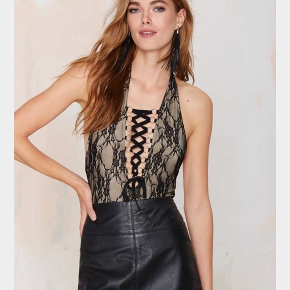 🌀 Nasty Gal Drive Me Wild lace up bodysuit - Picture 2 of 4