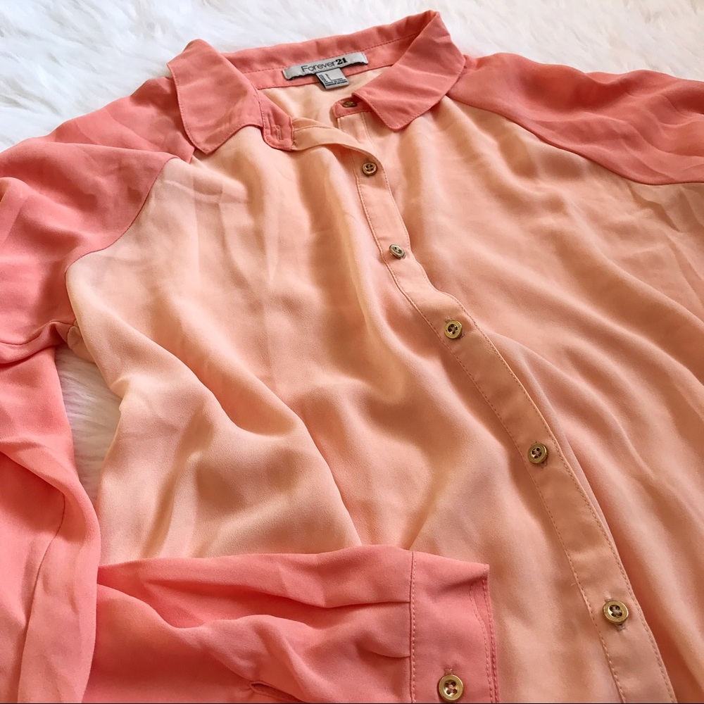 Fun Coral Button Down Blouse