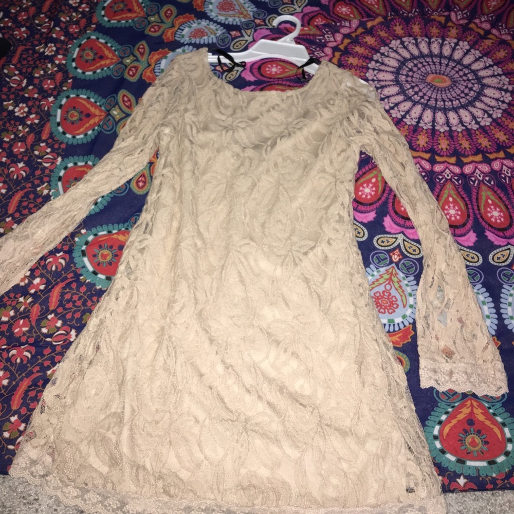 tan formal lace dress