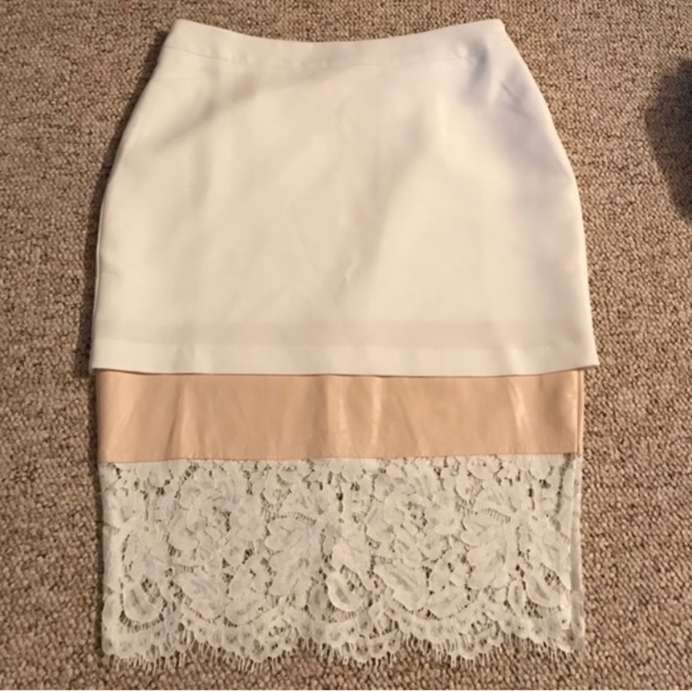 Endless Rose Pencil Skirt With Lace and Leather