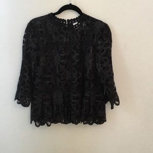 Anthropologie Peplum Black Top Size 8
