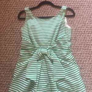 Green & White Striped Party Dress w Bow!