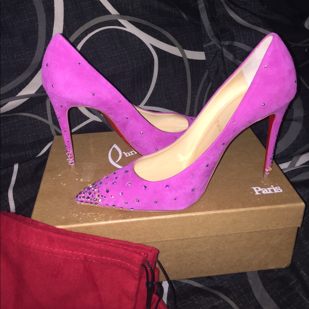 Christian Louboutin Degrastrass 100 suede/strass