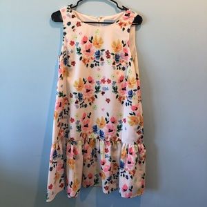 white floral drop waist dress