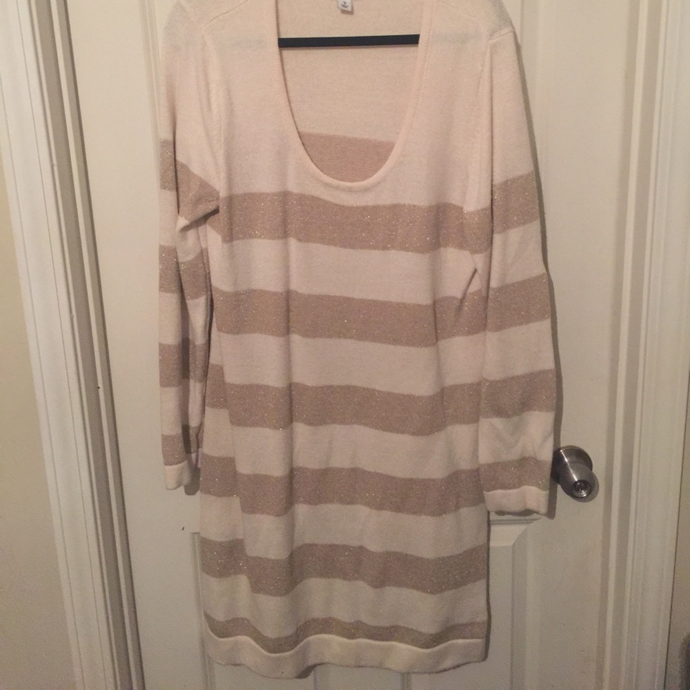 Cream and gold Old Navy sweater dress