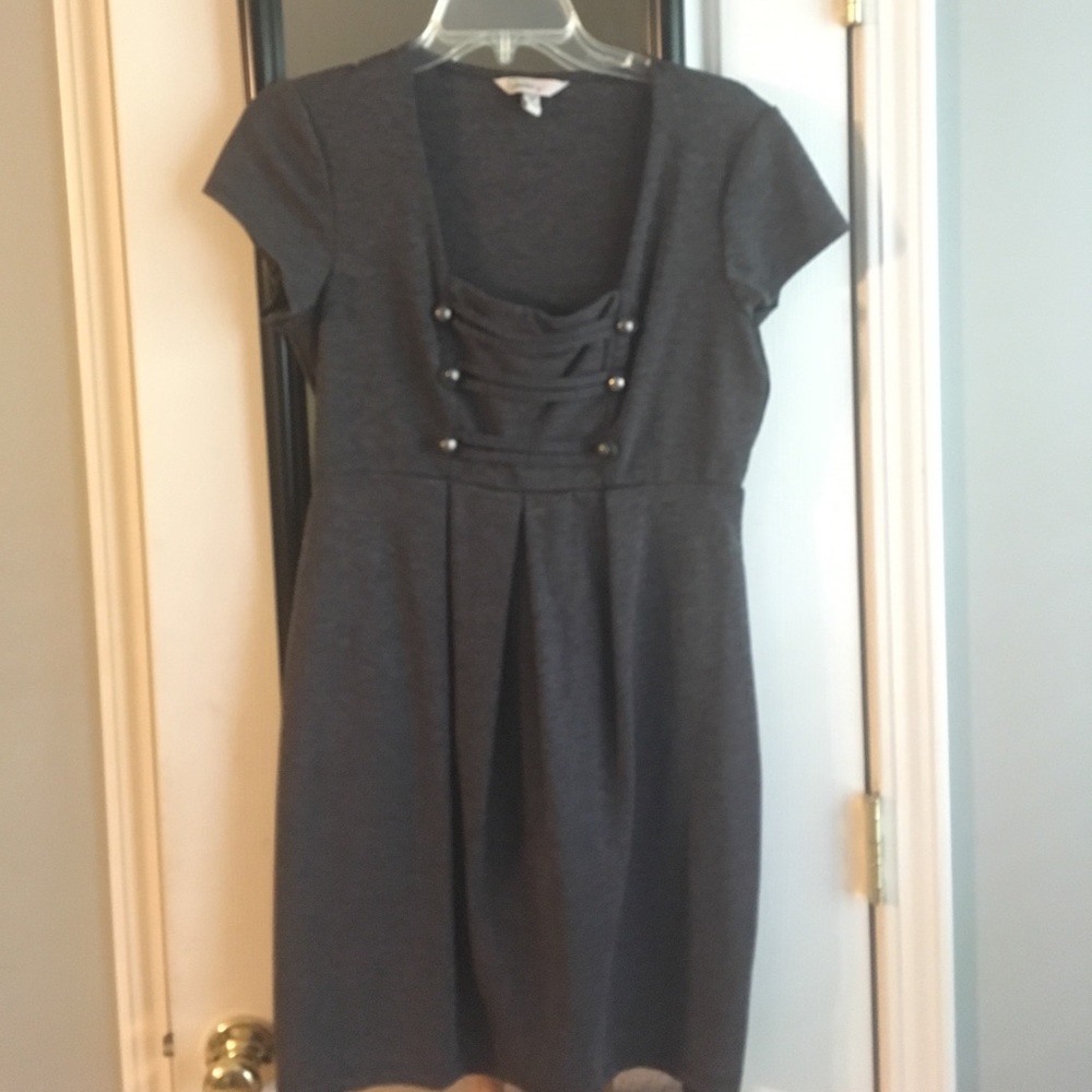 Gray dress with military style buttons